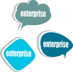 Image showing enterprise word on modern banner design template. set of stickers, labels, tags, clouds