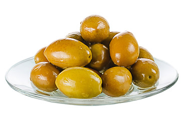 Image showing Group olives on a plate