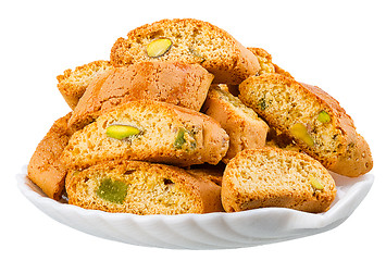 Image showing hard, dry biscuit with pistachios