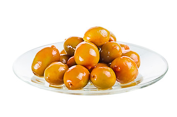 Image showing Group olives on a plate