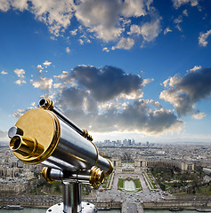 Image showing View from the Eiffel Tower at La Defense quarter