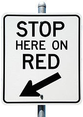 Image showing Stop Here On Red
