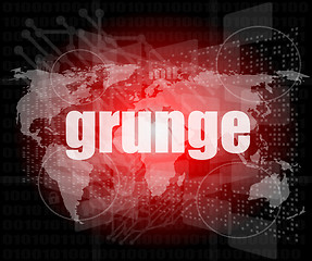 Image showing grunge words on digital touch screen interface