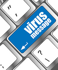 Image showing Computer keyboard with virus message key