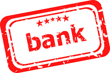 Image showing bank word on red rubber grunge stamp