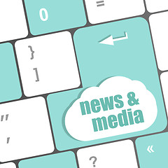 Image showing Computer keyboard with news and media key. business concept