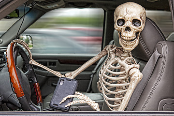 Image showing Skeleton Texting and Driving