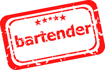 Image showing bartender on red rubber stamp over a white background