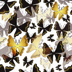 Image showing Seamless pattern with butterflies