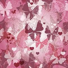 Image showing Seamless valentine pattern with butterflies