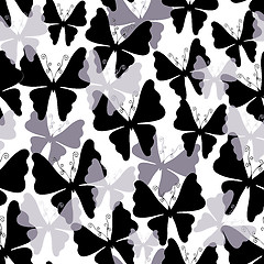 Image showing White pattern with butterflies (Seamless)