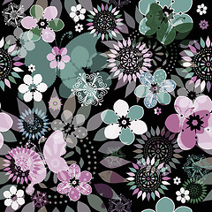 Image showing Seamless floral dark pattern