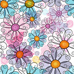Image showing Seamless spring grunge floral pattern