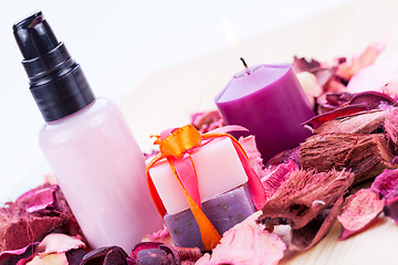 Image showing aroma wellness cosmetic beauty objects 