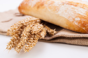 Image showing fresh baked white ciabatta bread baguette objects