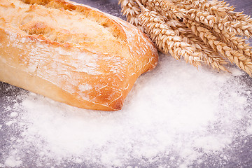 Image showing tasty fresh baked bread bun baguette natural food 