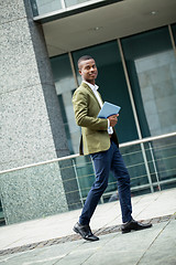 Image showing young successful african business man outdoor in summer