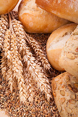 Image showing tasty fresh baked bread bun baguette natural food 