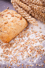 Image showing tasty fresh baked bread bun baguette natural food 