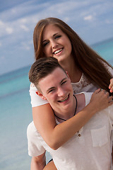 Image showing smiling young couple having fun in summer holiday