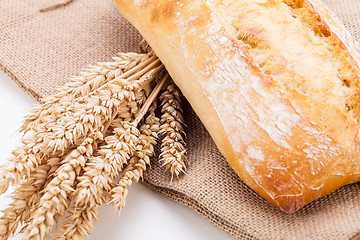 Image showing fresh baked white ciabatta bread baguette objects