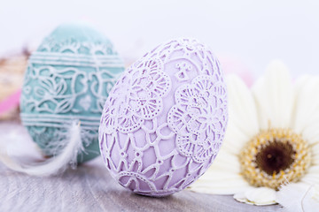 Image showing beautiful easter egg decoration colorfull eggs seasonal pastel 