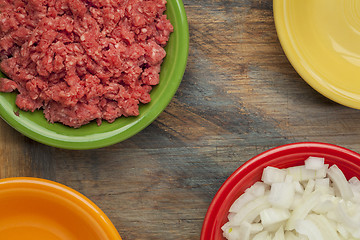 Image showing ground buffalo meat and onion