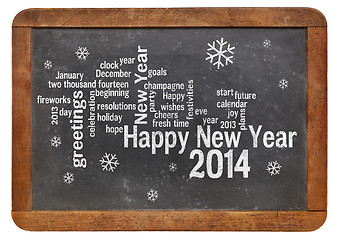 Image showing Happy New Year 2014 on blackboard