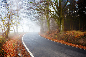Image showing Road going in to the fog 