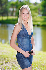 Image showing Blonde in jeans clothes