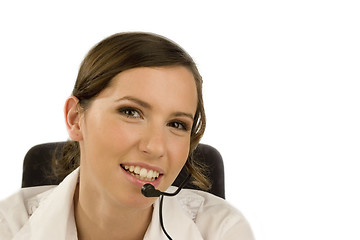 Image showing Young woman in call-center