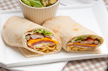 Image showing club sandwich pita bread roll