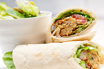 Image showing falafel pita bread roll wrap sandwich