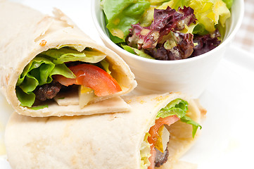 Image showing kafta shawarma chicken pita wrap roll sandwich