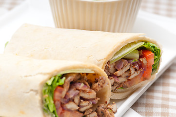 Image showing kafta shawarma chicken pita wrap roll sandwich