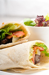 Image showing kafta shawarma chicken pita wrap roll sandwich