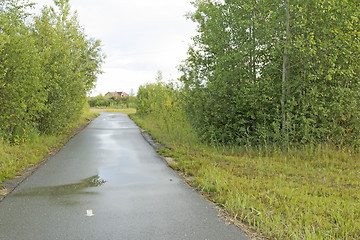 Image showing Treadmill in a wooded area near the lake