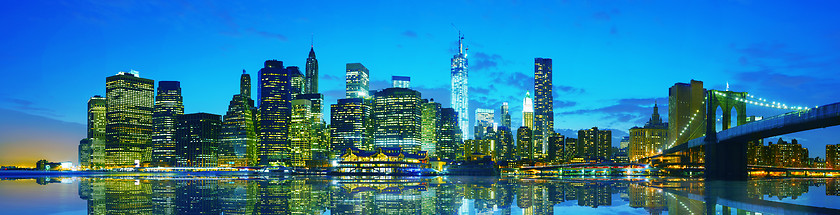 Image showing New York City cityscape panorama at sunset