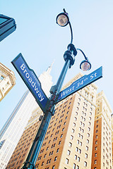 Image showing Broadway sign and Empire State building