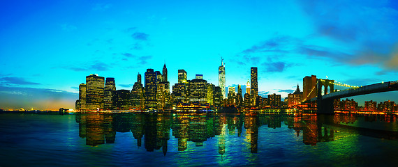 Image showing New York City cityscape at sunset