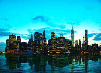 Image showing New York City cityscape at sunset