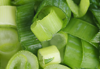 Image showing fresh sliced onions  as food background 