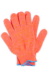 Image showing gloves orange colour isolated on white background 