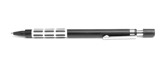 Image showing black plastic pencil. Isolated on white background 