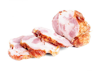 Image showing Meat product sliced isolated on white background 