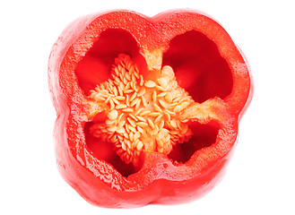 Image showing Red paprika (pepper) sliced isolated on a white background 