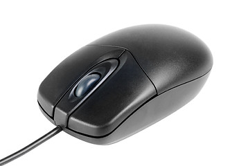 Image showing black laser computer mouse isolated on white background 