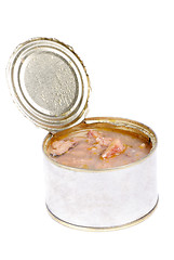 Image showing Open full can of sardines in olive oil on a white 