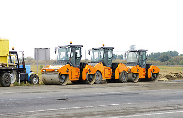 Image showing road engineeringb(road rollers  and  tractor)/road Kiev-Kharkov Ukraine