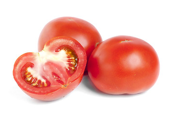 Image showing fresh red tomatoes isolated on white background 